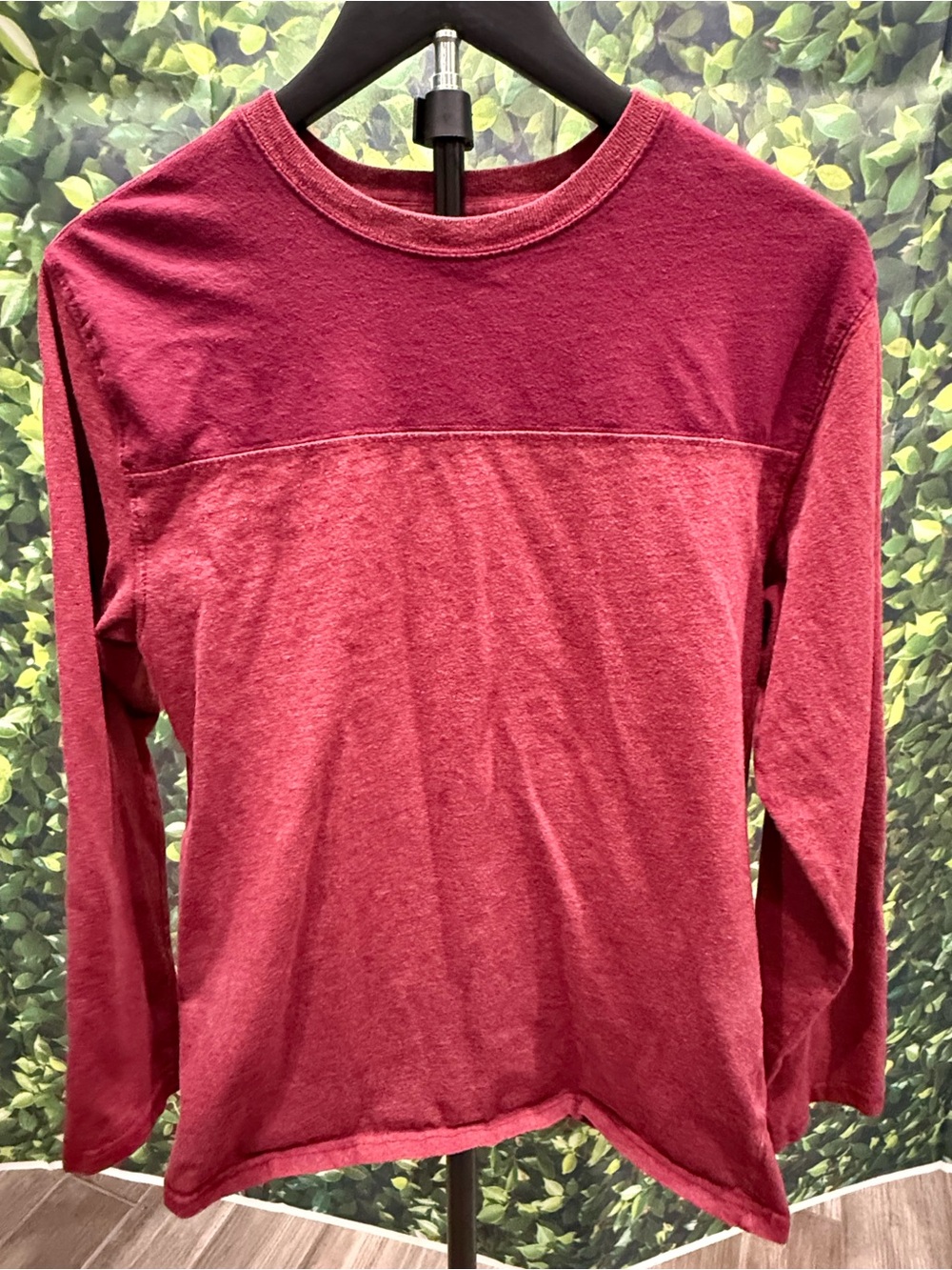 Faded Glory Boys L/G 10-12 Red Long Sleeve Crew Neck T-Shirt 100% Organic